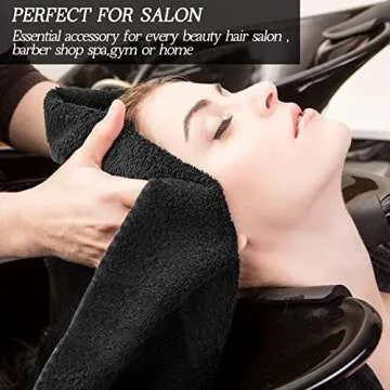 Shimeyao 36 Pack Bleach Proof Salon Towels, Microfiber Absorbent Towels for Hair Facial, Lint Free Hand Towels, Bleach Resistant Gym Towel for Home Salon Spa Barber, 16 x 27 Inches(Black)