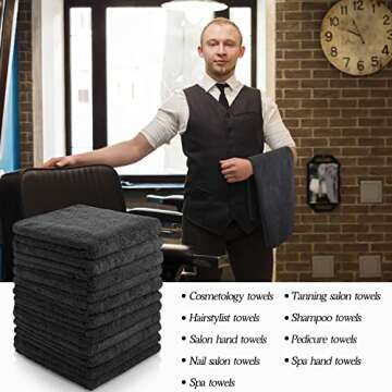 Shimeyao 36 Pack Bleach Proof Salon Towels, Microfiber Absorbent Towels for Hair Facial, Lint Free Hand Towels, Bleach Resistant Gym Towel for Home Salon Spa Barber, 16 x 27 Inches(Black)