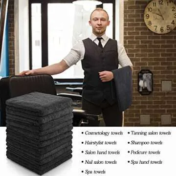 Shimeyao 36 Pack Bleach Proof Salon Towels, Microfiber Absorbent Towels for Hair Facial, Lint Free Hand Towels, Bleach Resistant Gym Towel for Home Salon Spa Barber, 16 x 27 Inches(Black)