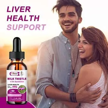 Liver Health Support Liquid, Milk Thistle 80% Silymarin Extract & Dandelion Root Extract, Liver Clea...