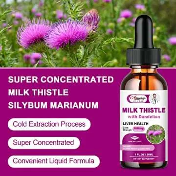Liver Health Support Liquid, Milk Thistle 80% Silymarin Extract & Dandelion Root Extract, Liver Cleanse Detox & Repair Fatty Liver Formula, Vegan, Non-GMO and All-Natural