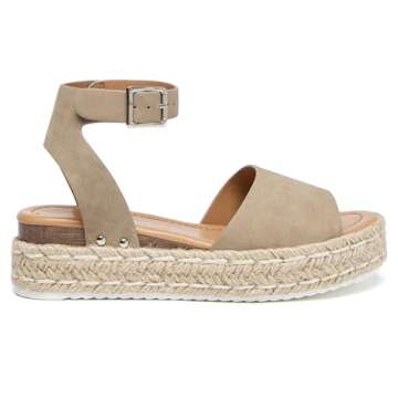 Athlefit Women's Flatform Espadrille Wedge Sandals Open Toe Casual Summer Sandals for Women Khaki Si...