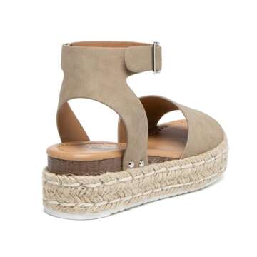 Athlefit Women's Flatform Espadrille Wedge Sandals Open Toe Casual Summer Sandals for Women Khaki Size 8