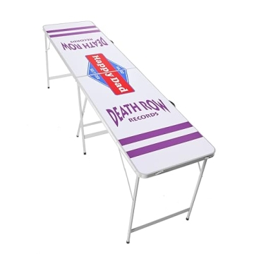 Happy Dad x Death Row Portable Pong Table for Party, Tailgate Games, Folding Table for Indoor or Out...
