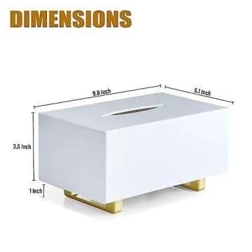 YoBa Thick Acrylic Tissue Box Holder with Gold Plated Legs for Home and Office