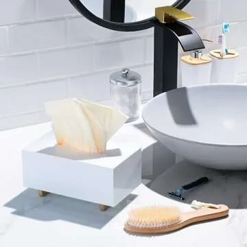 YoBa Acrylic Tissue Box Holder with Gold Legs for Decor