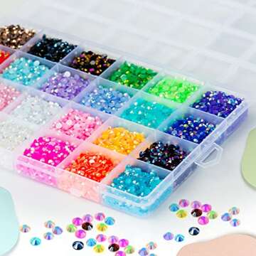 Liiouer 24 Colors Jelly Rhinestones Flatback Bulk, 4mm Colored Rhinestones for Crafts, Colorful Resin Crystal AB Rhinestones for Tumblers Face Makeup Nail Jewelry and Decoration Accessories (15000Pcs)