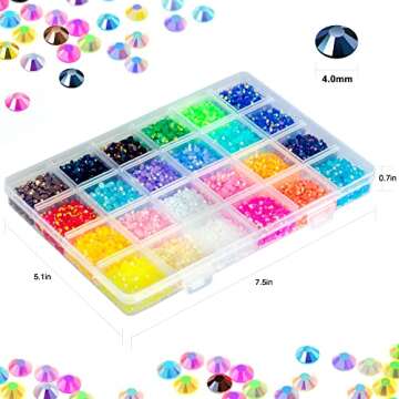 Liiouer 24 Colors Jelly Rhinestones Flatback Bulk, 4mm Colored Rhinestones for Crafts, Colorful Resin Crystal AB Rhinestones for Tumblers Face Makeup Nail Jewelry and Decoration Accessories (15000Pcs)