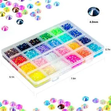 Liiouer 24 Colors Jelly Rhinestones Flatback Bulk, 4mm Colored Rhinestones for Crafts, Colorful Resin Crystal AB Rhinestones for Tumblers Face Makeup Nail Jewelry and Decoration Accessories (15000Pcs)