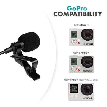 Movo GM100 Clip-on Lavalier Microphone for Compatible with GoPro HERO3, HERO3+ and HERO4 Black, White and Silver Editions - Includes Mic Adapter for Go Pro