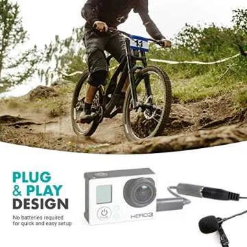 Movo GM100 Clip-on Lavalier Microphone for Compatible with GoPro HERO3, HERO3+ and HERO4 Black, White and Silver Editions - Includes Mic Adapter for Go Pro