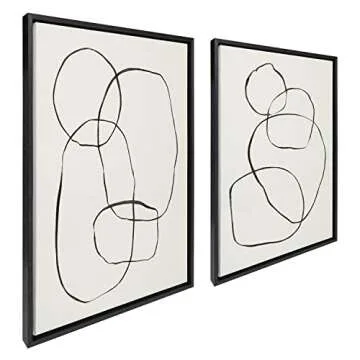 Kate and Laurel Sylvie Modern Circles and Going in Circles Framed Canvas Wall Art Set by Teju Reval of SnazzyHues, 2 Piece Set 18x24 Natural, Beautiful Abstract Minimalist Wall Art