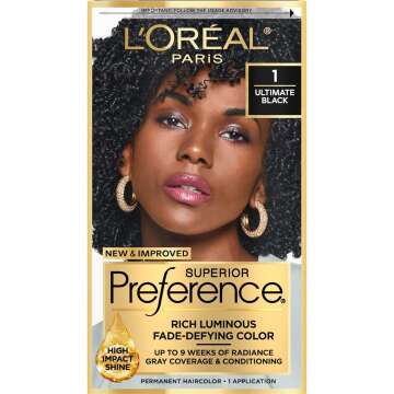 L'Oreal Paris Superior Preference Ultimate Black Hair Dye - Long-Lasting Brilliant Shine