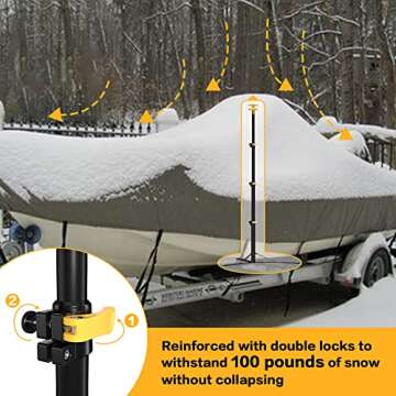 SINOBELL Boat Cover Support Pole System-Height Adjustable Aluminum Telescoping Pole