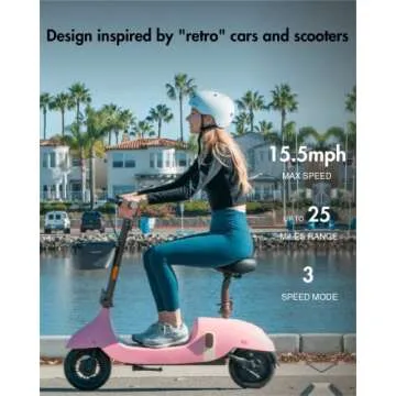 OKAI EA10 Electric Scooter with Seat for Adults, Up to 25 Miles Range & 15.5MPH, Retro-Style Seated ...