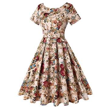 MINTLIMIT Women's Cocktail Tea Dress Vintage Rockabilly A-Line Short Sleeve Wedding Party Swing Dres...