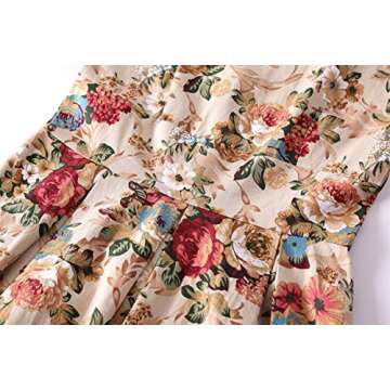 MINTLIMIT Women's Cocktail Tea Dress Vintage Rockabilly A-Line Short Sleeve Wedding Party Swing Dresses (Floral Apricot, Size L)