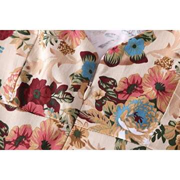 MINTLIMIT Women's Cocktail Tea Dress Vintage Rockabilly A-Line Short Sleeve Wedding Party Swing Dresses (Floral Apricot, Size L)