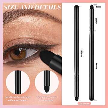 10 Pcs Eyeliner Smudge Brush Soft Makeup Tools Eyeshadow Applicators Blending Brush for Makeup Sponge Brush Eye Pencil Brush for Women Blending Eye Shadow Liner, 5.2 Inch