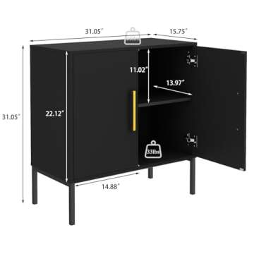 JOZZBY Set of 4 Storage Cabinet, Freestanding Sideboard with Double Doors, Modern Wooden Sideboard, ...