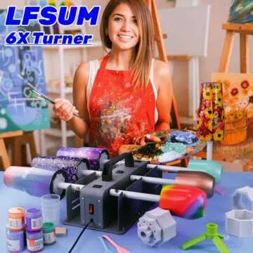 6 Cup Turner for Crafts Tumbler,Multi Tumbler Spinner Machine Kit,Tumbler Turner DIY Glitter Epoxy Resin Tumblers