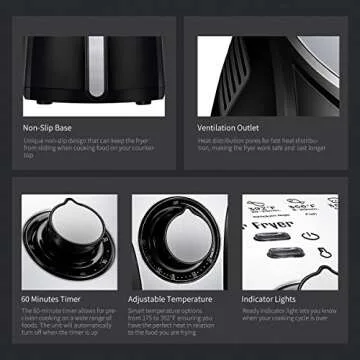 COMFEE' MF-TN2501 MFTN-2501B Air Fryer, 2.6Qt, 02.BLACK