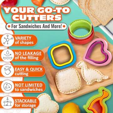 Sandwich Cutter and Sealer - 4 Pcs Crustless Sandwich Cutter Sandwich Sealer and Cutter Sandwich Crust Cutter Sandwich Crimper Crustless Sandwich Maker - Uncrushable Sandwich Maker Press