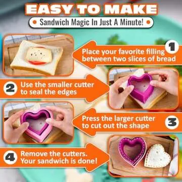 Sandwich Cutter and Sealer - 4 Pcs Crustless Sandwich Cutter Sandwich Sealer and Cutter Sandwich Crust Cutter Sandwich Crimper Crustless Sandwich Maker - Uncrushable Sandwich Maker Press