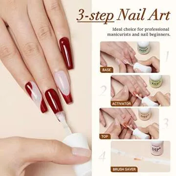 AZUREBEAUTY 4+4Pcs Dip Powder Liquid Set 15ml/0.5oz, with Base/Top Coat, Activator, Brush Saver, Nail File Dipping Powder Essential Tools for Dip Powder Nail Kit No Nail Lamp Needed