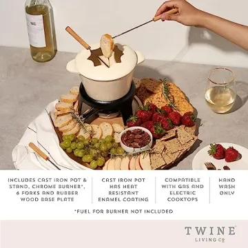 Twine Enamel Cast Iron Fondue Pot Set for Elegant Gatherings