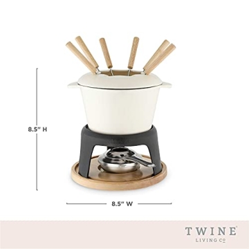 Twine Enamel Cast Iron Fondue Pot Set for Elegant Gatherings