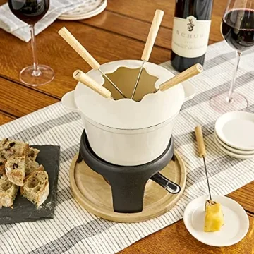 Twine Enamel Cast Iron Fondue Pot Set for Elegant Gatherings