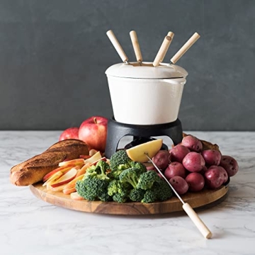 Twine Enamel Cast Iron Fondue Pot Set for Elegant Gatherings
