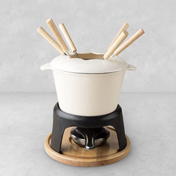 Twine Enamel Cast Iron Fondue Pot Set for Elegant Gatherings