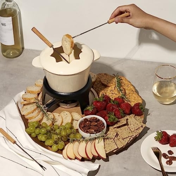 Twine Enamel Cast Iron Fondue Pot Set for Elegant Gatherings