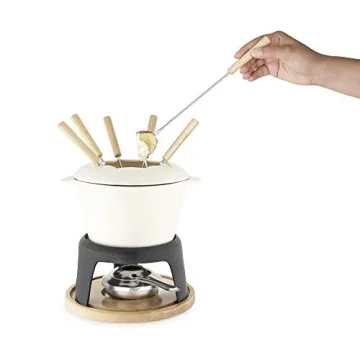 Twine Enamel Cast Iron Fondue Pot Set for Elegant Gatherings