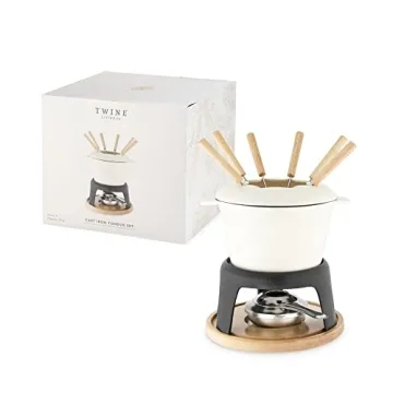 Twine Enamel Cast Iron Fondue Pot Set for Elegant Gatherings