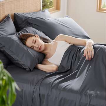 Bedsure 100% Cotton Sheets King Size Bed Set - 300 Thread Count Sateen Weave with Deep Pocket Bed Sh...