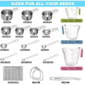 AIKEXIN 20-Piece Measuring Cups and Spoons Set - Precision Kitchen Tools for All Cooking Needs