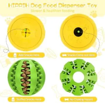 Dog Puzzle Toy 2 Pack, HIPPIH Interactive Dog Toys for Treat Dispensing, Durable Puppy Toys for Teething Small Dogs, Dog Treat Ball for Teeth / Slow Feeder/ IQ Training/ Playing