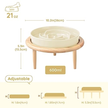 Ceramic Elevated Slow Feeder Dog Bowl for Medium Breeds
