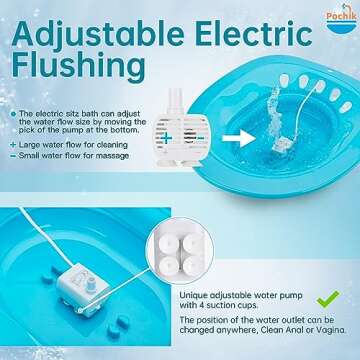 Pochik Electric Sitz Bath, Sitz Bath for Toilet Seat, Sitz Bath for Hemorrhoids Postpartum Care Tub, Sits Bath Kit for Women, Automatic Flushing, Collapsible