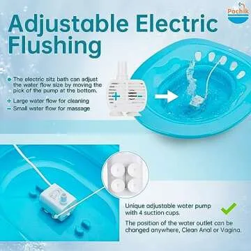 Pochik Electric Sitz Bath, Sitz Bath for Toilet Seat, Sitz Bath for Hemorrhoids Postpartum Care Tub, Sits Bath Kit for Women, Automatic Flushing, Collapsible