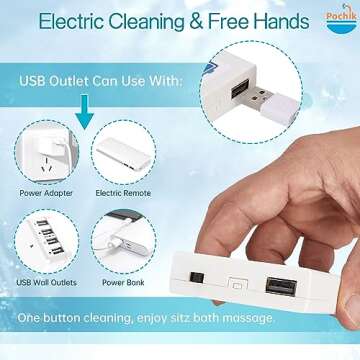 Pochik Electric Sitz Bath, Sitz Bath for Toilet Seat, Sitz Bath for Hemorrhoids Postpartum Care Tub, Sits Bath Kit for Women, Automatic Flushing, Collapsible