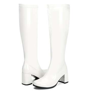 Stylish Women's Go Go Boots Over The Knee Block Heel Zipper for Disco Events