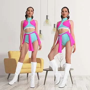 Women's Go Go Boots with Block Heel and Zipper for Disco