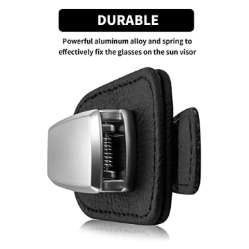 2 Packs Car Glasses Holder Universal Car Visor Sunglasses Holder Clip Leather Eyeglasses Hanger and Ticket Card Clip Eyeglasses Mount for Car (Black)