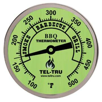 Tel-Tru BQ300 Barbecue Thermometer - 3" Glow Dial, 2.5" Stem, Durable & Precise Temperature Range 10...