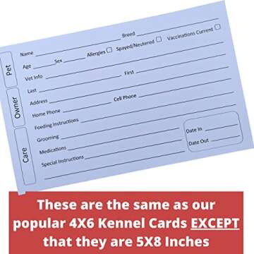 5X8 Inch Kennel Cards (100 Pack) for Effective Pet Management