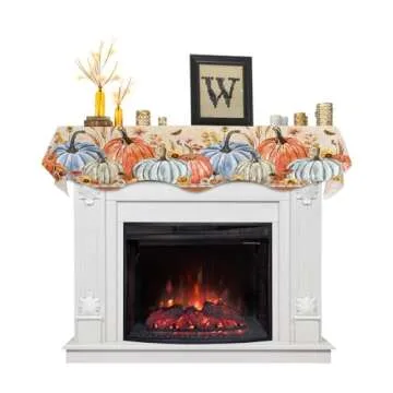 Fall Mantel Scarf for Fireplace 70 x 17 inches Thanksgiving Pumpkin Maple Leaves Rustic Botanical Southwestern Style Decorations Fireplace Mantle Scarf Cover Fireplace Scarf Top Runner for Home Party